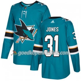 San Jose Sharks Martin Jones 31 Adidas 2017-2018 Teal Authentic Shirt - Mannen